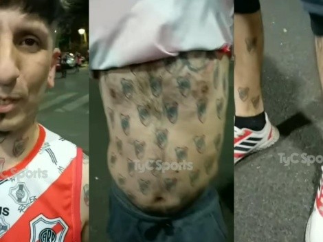 Fanático muestra sus 257 tatuajes del escudo de River