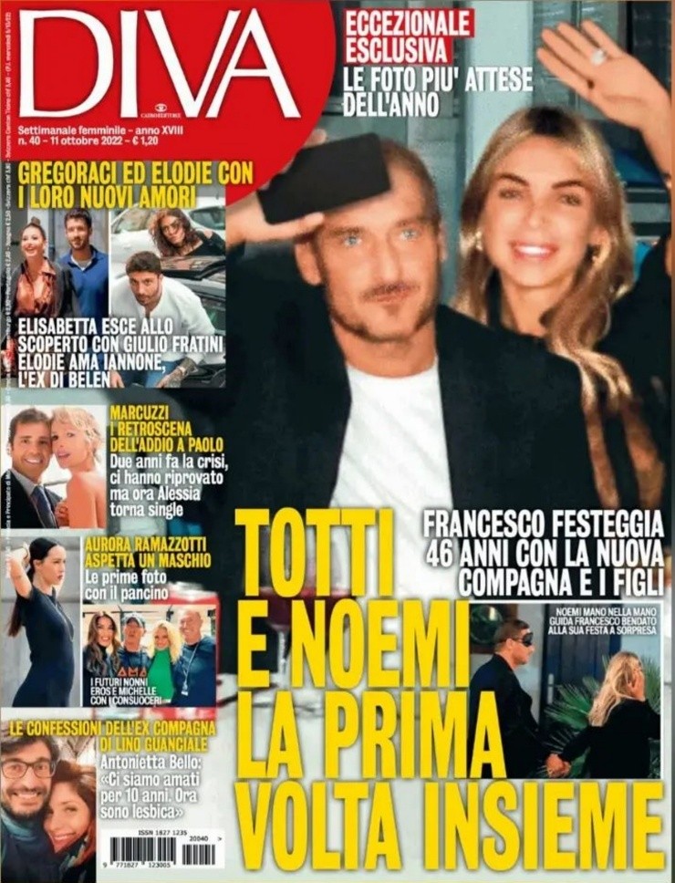 La revista Diva e Donna llevó en portada a Francesco Totti junto a su nueva pareja
