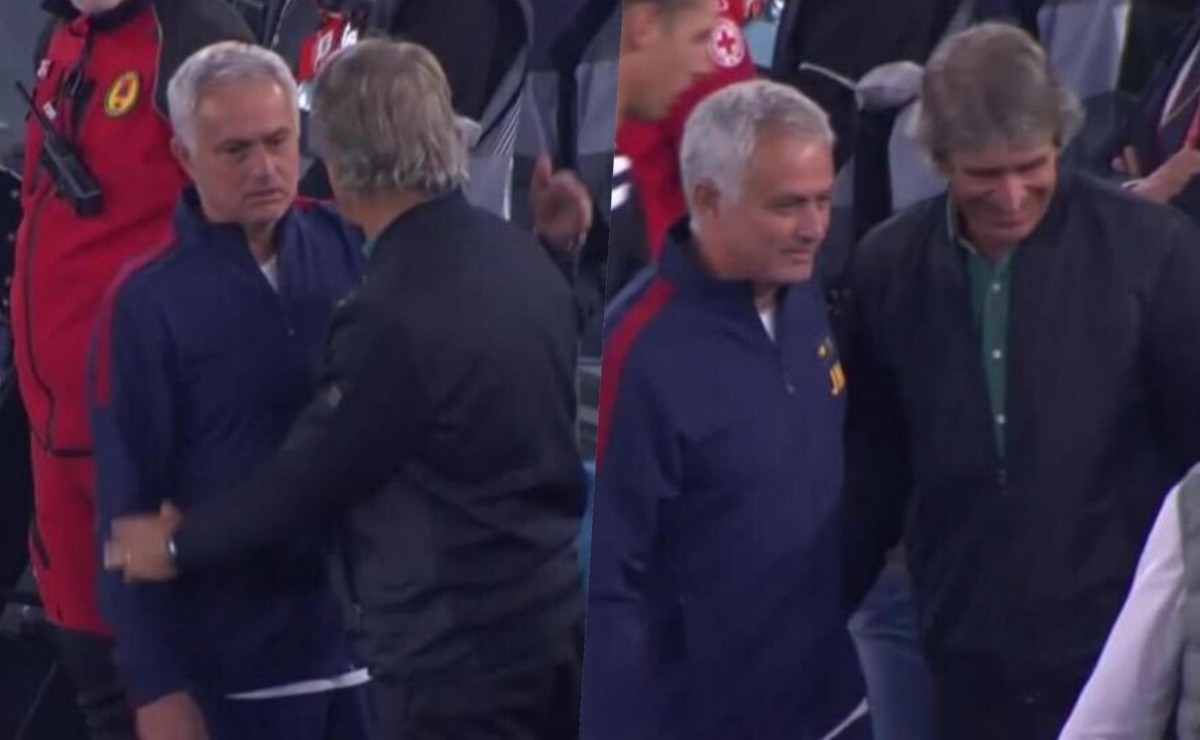 Manuel Pellegrini Y José Mourinho Cariñoso Saludo En La Previa Del Roma Vs Betis Europa League 