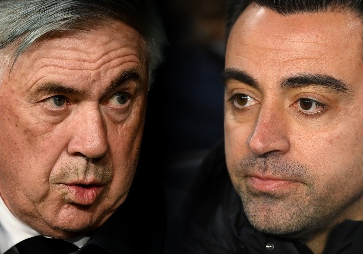 Real Madid, de Carlo Ancelotti, y Barcelona, de Xavi Hernández, se encuentran en una nueva versión de El Clásico de la Liga de España. Foto: Getty Images.