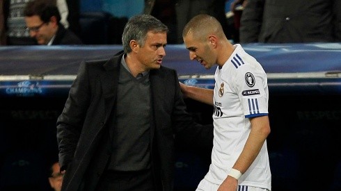 Karim Benzema junto a Mourinho en el Real Madrid