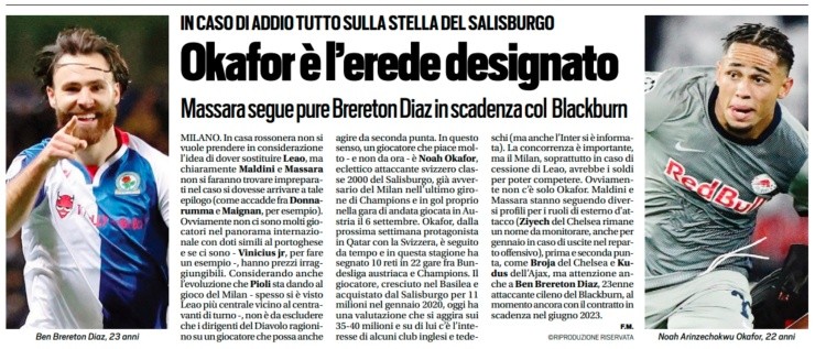 Ben Brereton Díaz es noticia en Italia, como interés del AC Milan