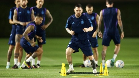 Lionel Messi en la sesión de prácticas de este 25 de noviembre.