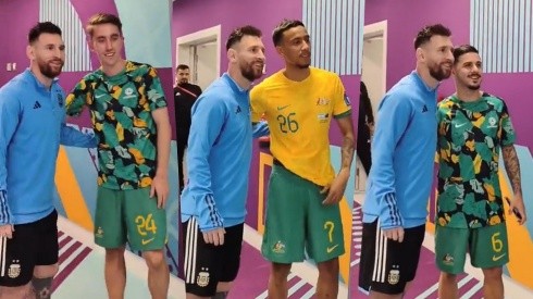 Los jugadores australianos querían dejar inmortalizado en una foto su cruce ante Lionel Messi en Qatar 2022.