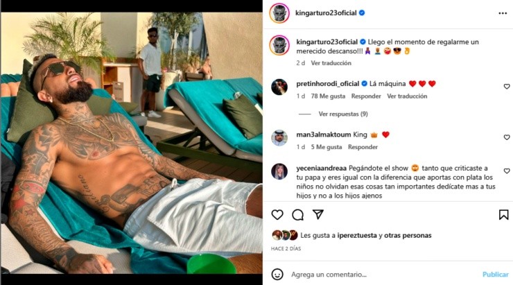 Arturo Vidal está de vacaciones lejos de sus hijos y hay quienes no se lo perdonan