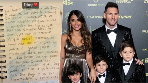 Thiago Messi quiere ver a su padre campeón del mundo.
