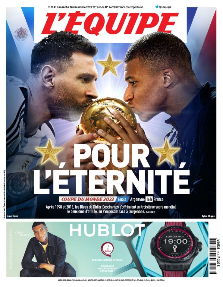 Portada L'Equipe a horas de la final de Qatar 2022
