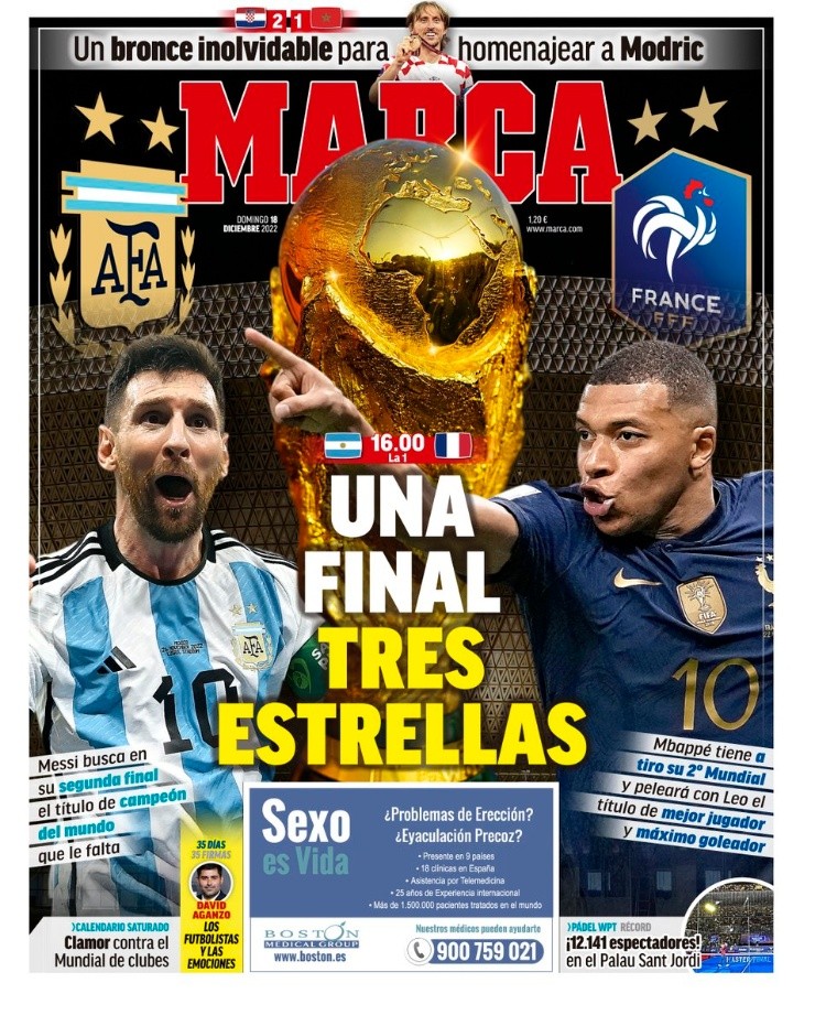 La portada de Marca a horas de la final de Qatar 2022