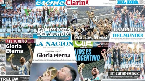 La prensa argentina no dejó espacio sin llenar por los flamantes campeones del mundo este lunes