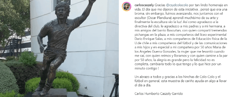 Carlos Caszely agradece su estatua