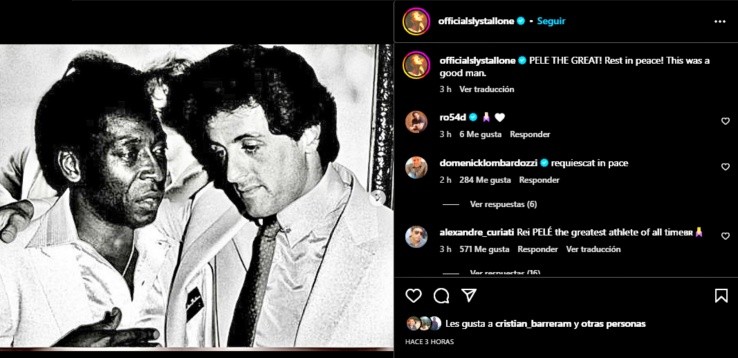 Sylvester Stallone recordó a Pelé en su última hora