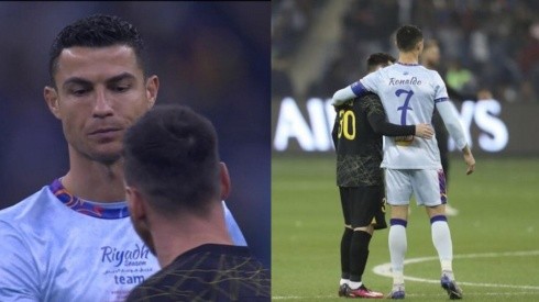 Cristiano y Messi se abrazan en amistoso internacional de este jueves