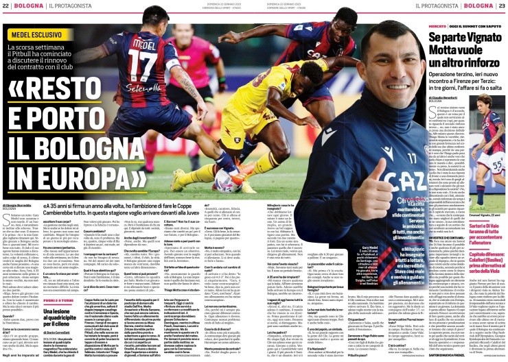 Gary Medel a doble página en el Corriere dello Sport