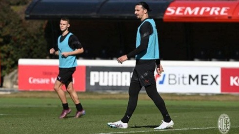 Zlatan Ibrahimovic y su hijo Maximiliano en el entrenamiento