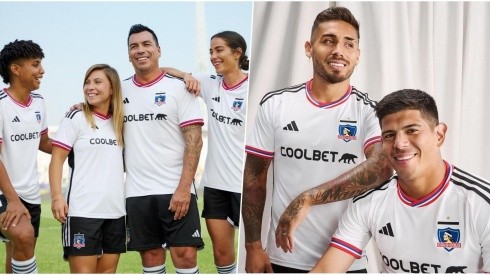 Esteban Paredes, jugadoras y jugadores de Colo Colo con la camiseta 2023 del Cacique.