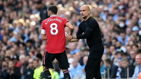 Pep Guardiola en duelo frente al Manchester United