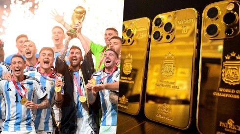Lionel Messi y sus compañeros recibieron un iPhone 14 con una funda bañada en oro como obsequio por coronarse campeones del Mundial de Qatar 2022.
