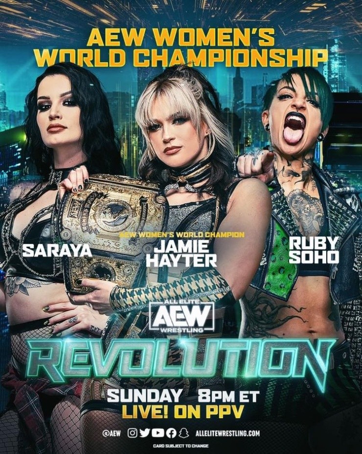 Por el título mundial femenino de AEW, Jamie Hayter enfrentará a Saraya y Ruby Soho (Foto: AEW)