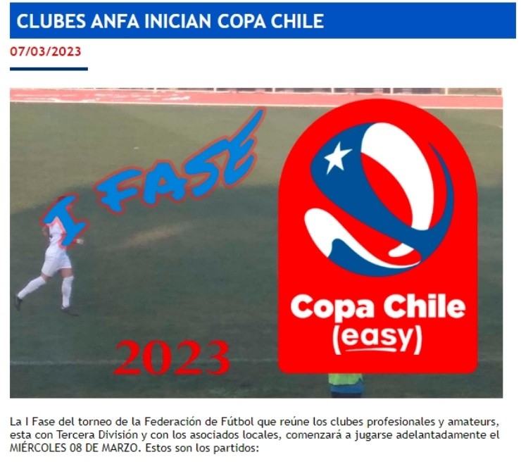 El anuncio amateur de la fase clasificatoria de la Copa Chile