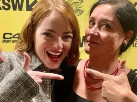 Actriz chilena posa junto a  Emma Stone y Tilda Swinton en estreno de nuevo film