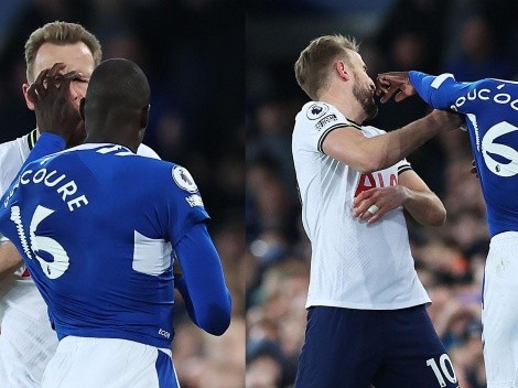 Terrible: jugador del Everton le agarra la cara a Kane