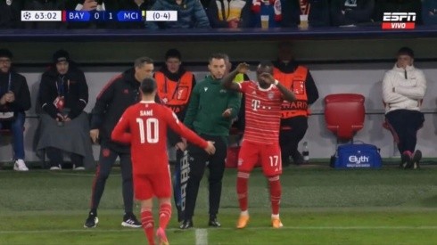 Sané ni miró a Mané cuando le tocó salir de la cancha en el Bayern Múnich vs Manchester City.