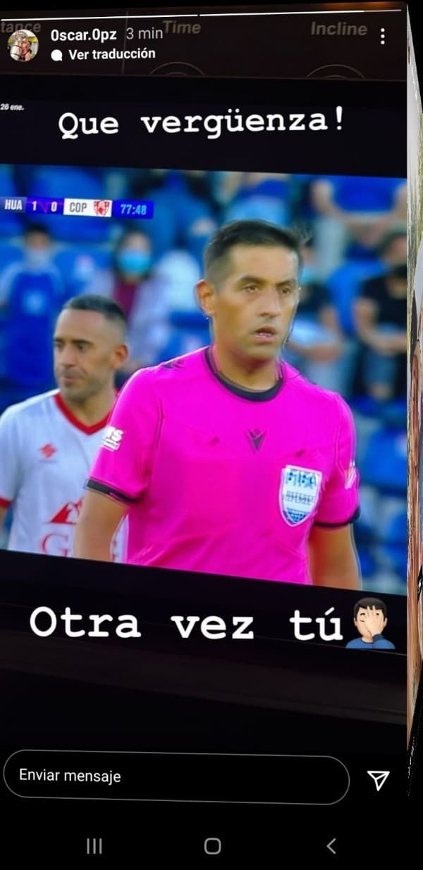 El mensaje de Instagram de Óscar Opazo.