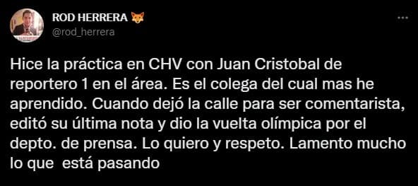 Rod Herrera salió en apoyo de Guarello con tajante mensaje.