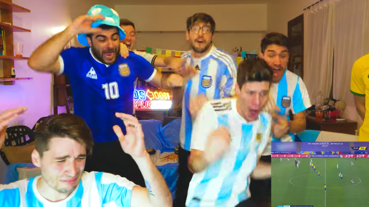 La alegría de Los Displicentes tras el pitazo final que coronó a Argentina como campeón