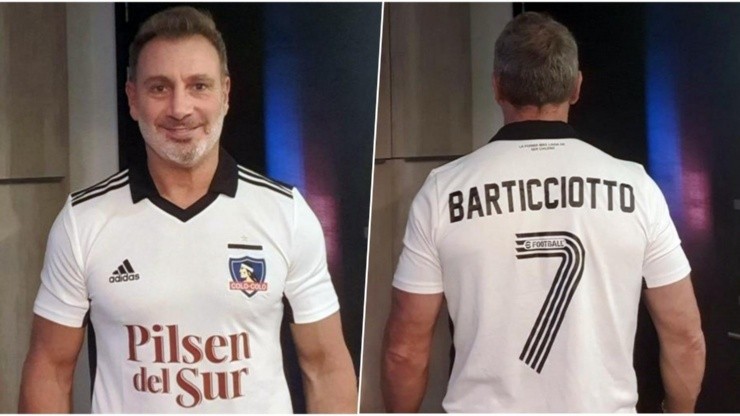 Barticciotto y la nueva camiseta de Colo Colo con el 7 en la espalda.
