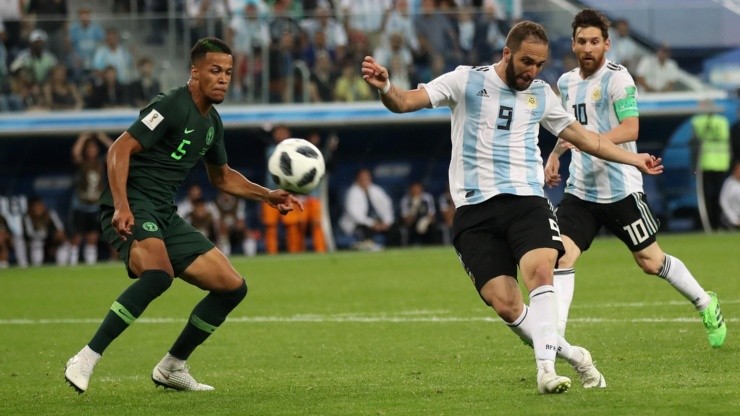 Gonzalo Higuaín frente a Nigeria en el Mundial de Rusia 2018