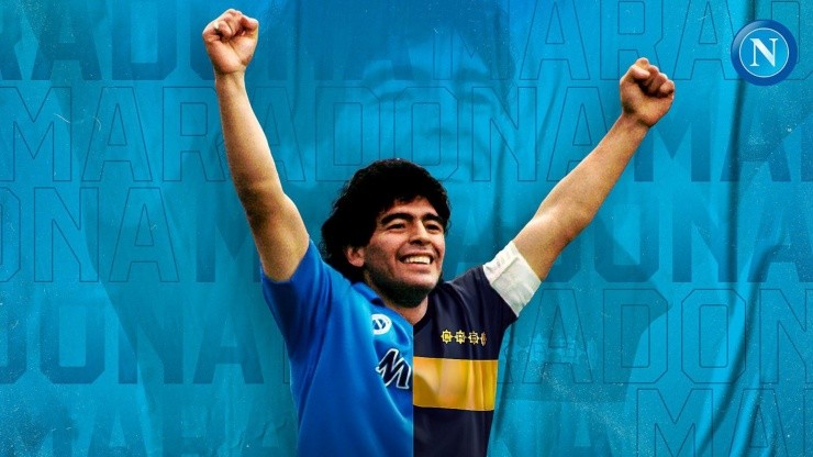 La imagen de Diego Maradona que compartió el Nápoli para festejar el triunfo de Boca sobre River Plate.