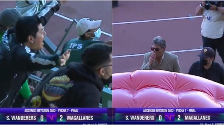 Jorge Garcés despidiéndose con un beso de los hinchas de Wanderers.