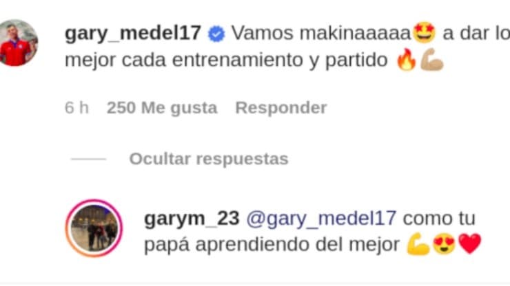 Gary Medel ha evidenciado el orgullo que siente por la naciente carrera de su hijo homónimo en las fuerzas básicas de la UC