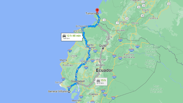 Un largo viaje separa a las dos ciudades costeras de Colombia y Ecuador.
