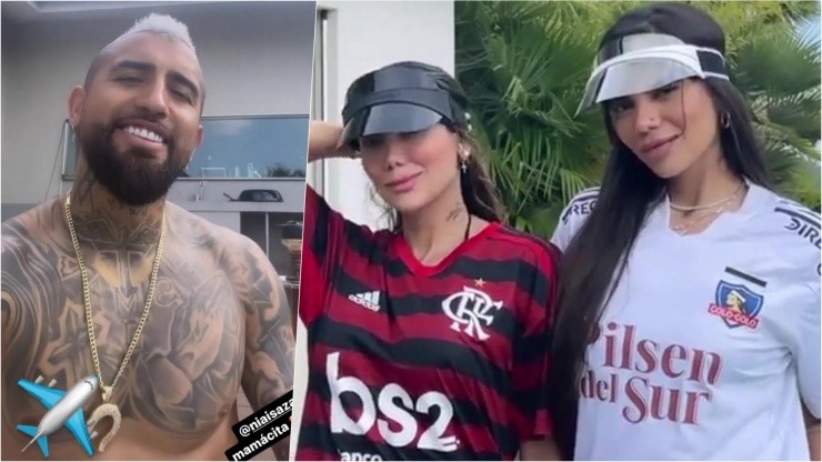 Arturo Vidal toma "solecito" junto a Sonia y Daniela Isaza y hace una encuesta entre Flamengo y Colo Colo