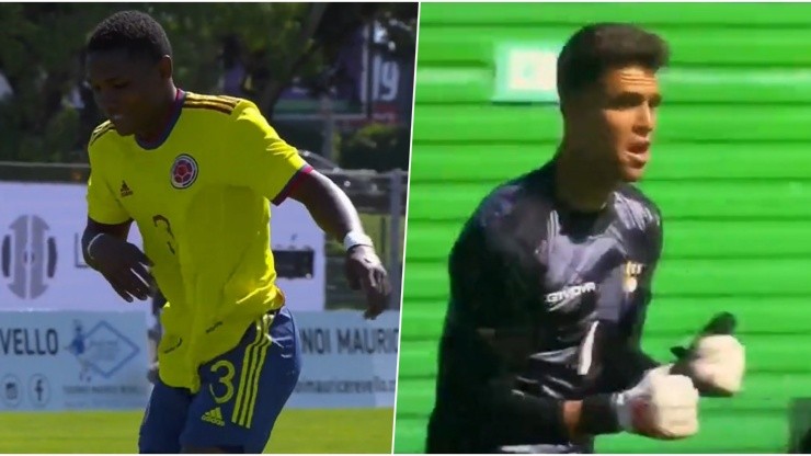 Picante cruce entre el jugador colombiano y el portero venezolano.