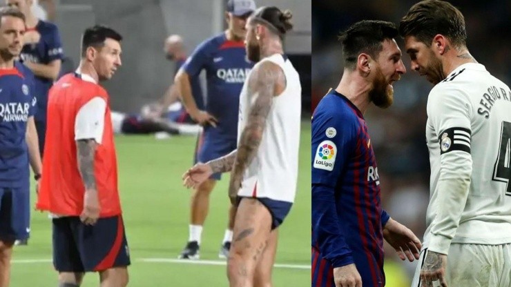 Lionel Messi y Sergio Ramos se enfrentaron en el entrenamiento