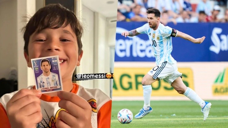 Mateo Messi quedó con una sonrisa de oreja a oreja tras encontrar la lámina de su padre para el álbum de Qatar 2022.