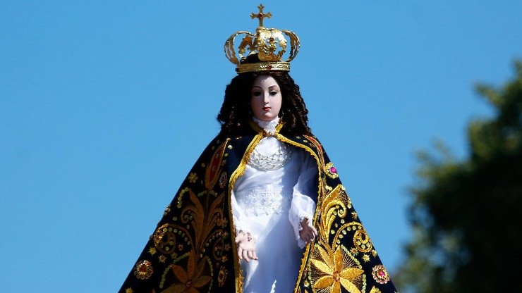 Imagen de la Virgen peregrina, en el marco de la peregrinacion al Santuario de Lo Vasquez, por el día de la Inmaculada Concepcion.