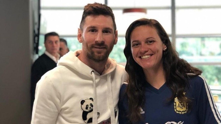 Lionel Messi y Flor Bonsegundo previo al Mundial de Francia 2019