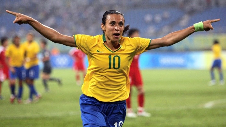 Marta anotando para Brasil en los JJ.OO