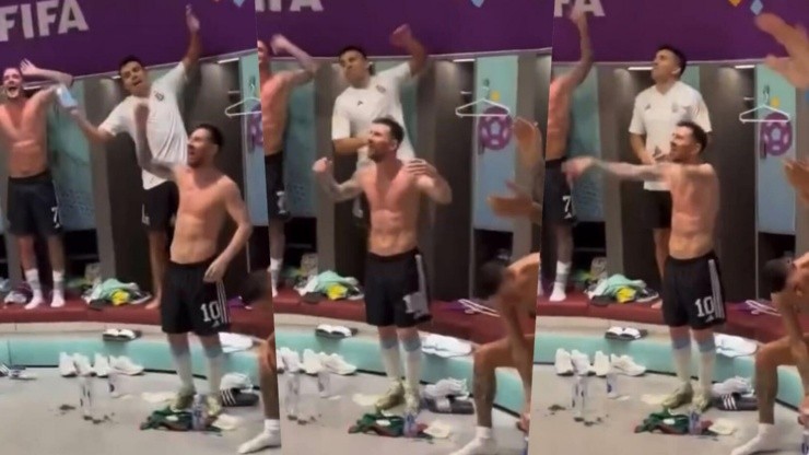 Al igual que en la cancha para ganarle a México, Messi también lideró a sus compañeros en los festejos.