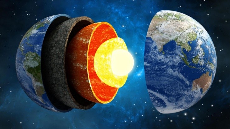 La Tierra y sus diferentes capas, incluyendo el núcleo.