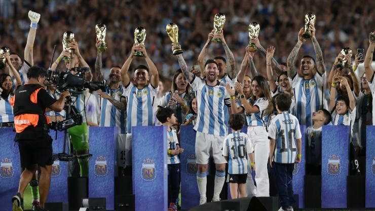 Argentina festejó su tercera Copa del Mundo antes y después de vencer a Panamá en un amistoso.