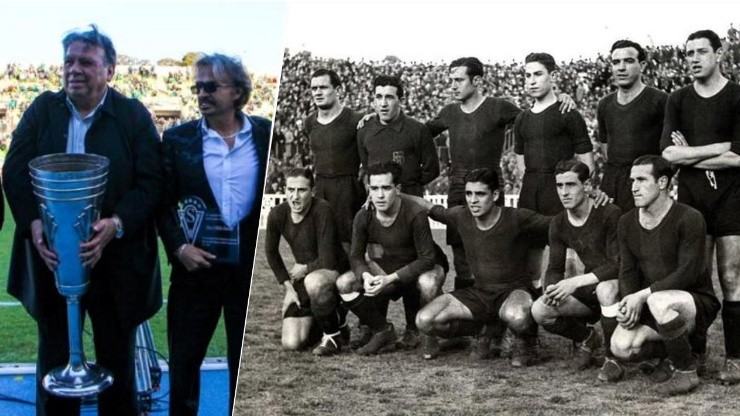 Wanderers celebra su Liga Porteña y al lado el Barcelona de 1937