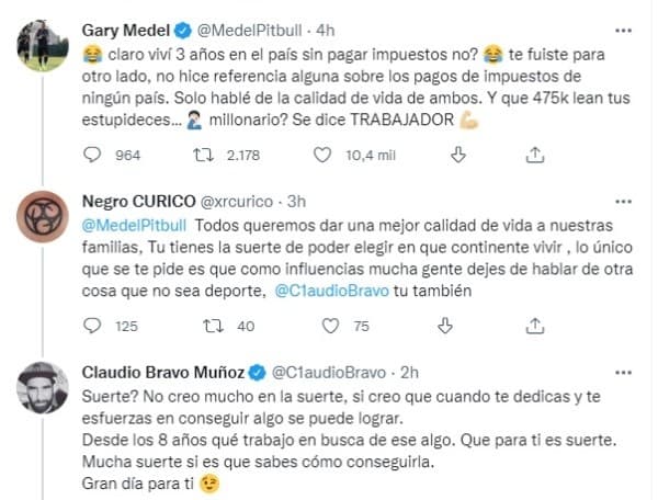 El mensaje donde Bravo comenzó su apoyo a Medel.