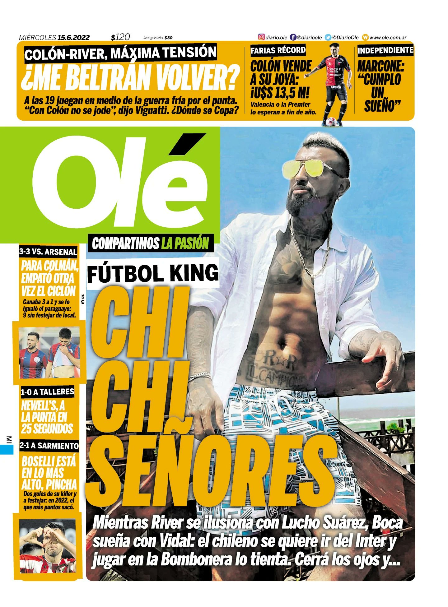 La portada de Olé.