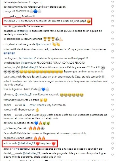 Los saludos entre MarceloDíaz y Puch