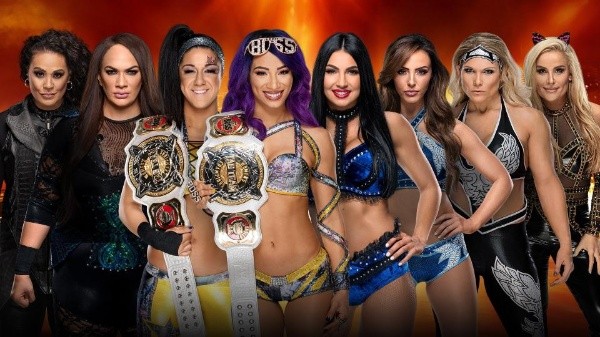 Campeonato Femenil de Parejas WWE: Bayley & Sasha Banks (C) vs. Beth Phoenix & Natalya vs. Las IIcónicas vs. Nia Jax & Tamina